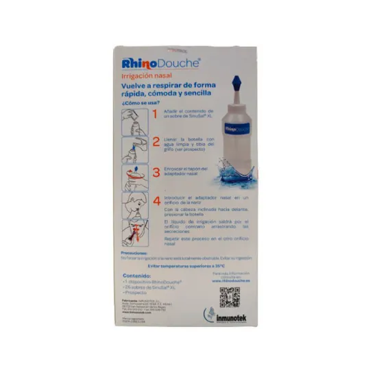 Sinusal Xl Sales Rhinodouche Pack irrigador nasal 26 Sobres + Botella como usar