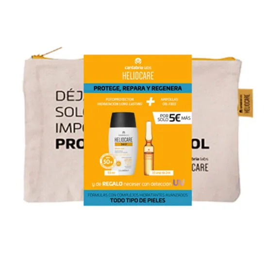 Heliocare 360º Pack Regalo Neceser + Water Gel SPF50+ y Ampollas Radiance C OilFree