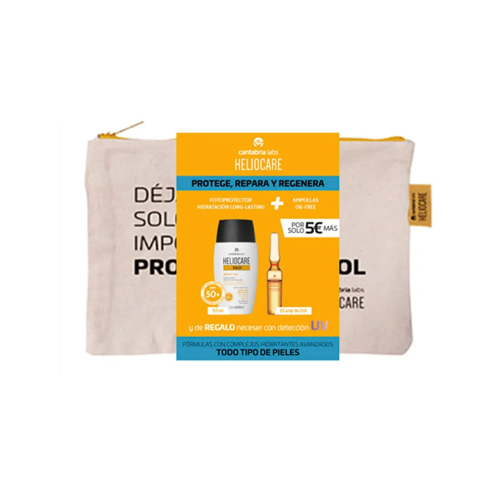 Heliocare 360º Pack Regalo Neceser + Water Gel SPF50+ y Ampollas Radiance C OilFree