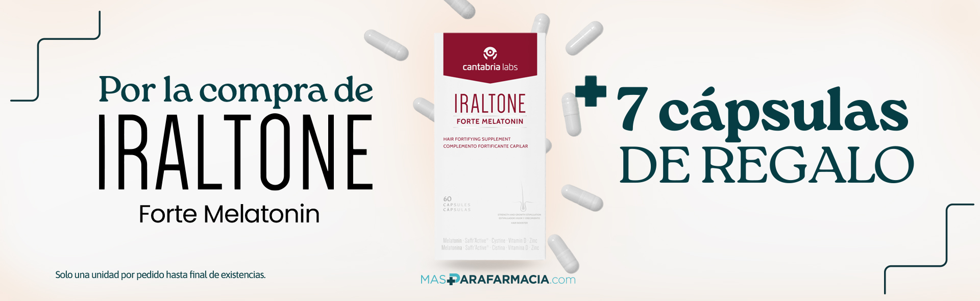7 cápsulas de regalo por la compra de Iraltone Forte Melatonin