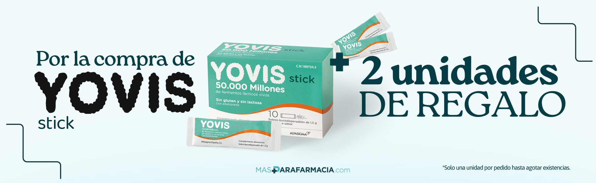 2 unidades por la compra de Yovis Stick